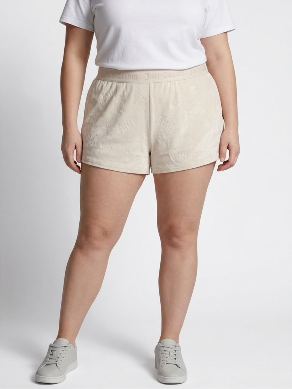 Juicy Couture Beige Velour Logo Athletic Shorts